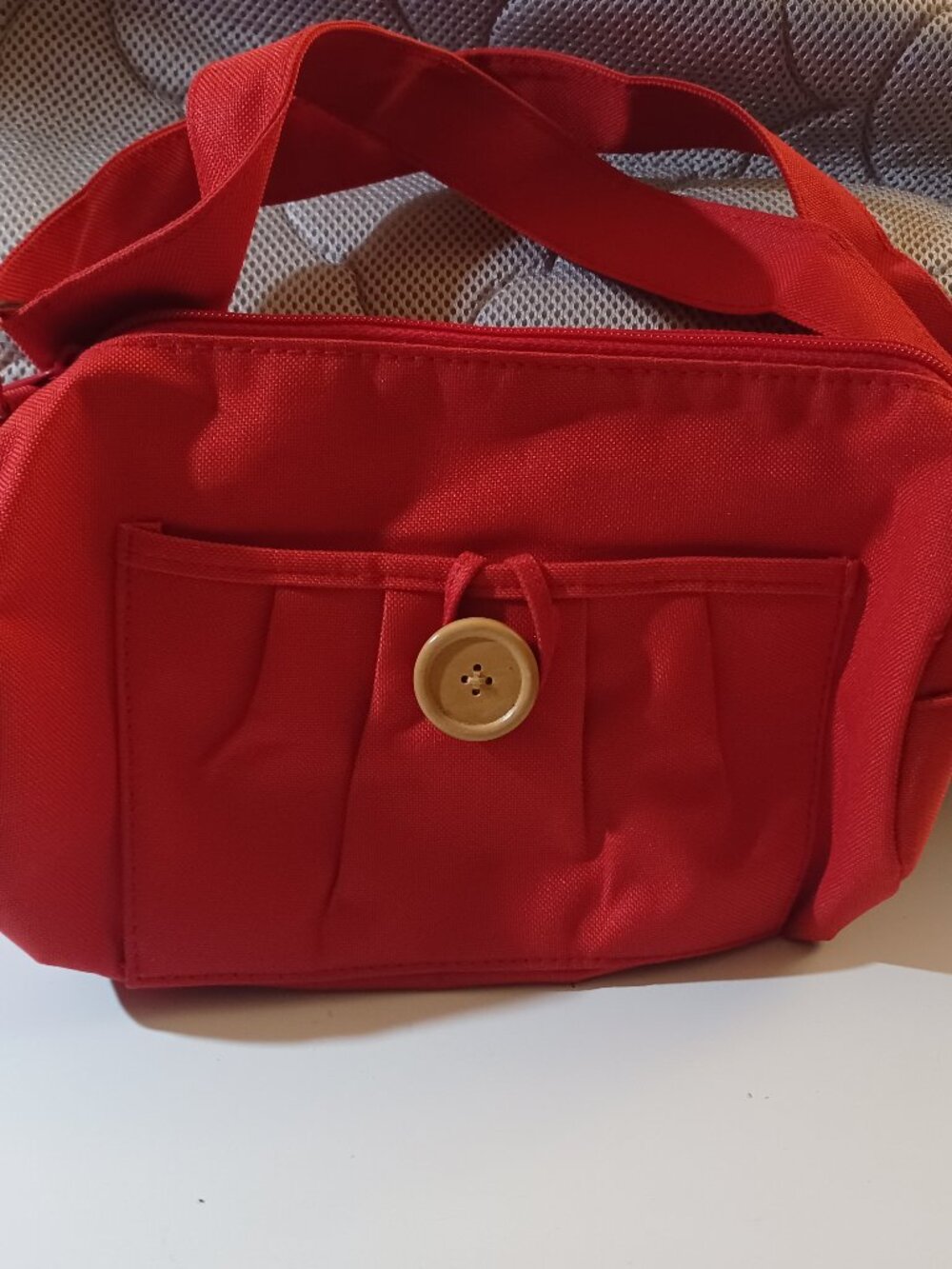 Vintage Crossbody Bag 70s Fabric Purse Handbag Mod Twiggy Red Calico